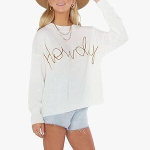 Show Me Your Mumu Woodsy Sweater Cognac Howdy Knit Small